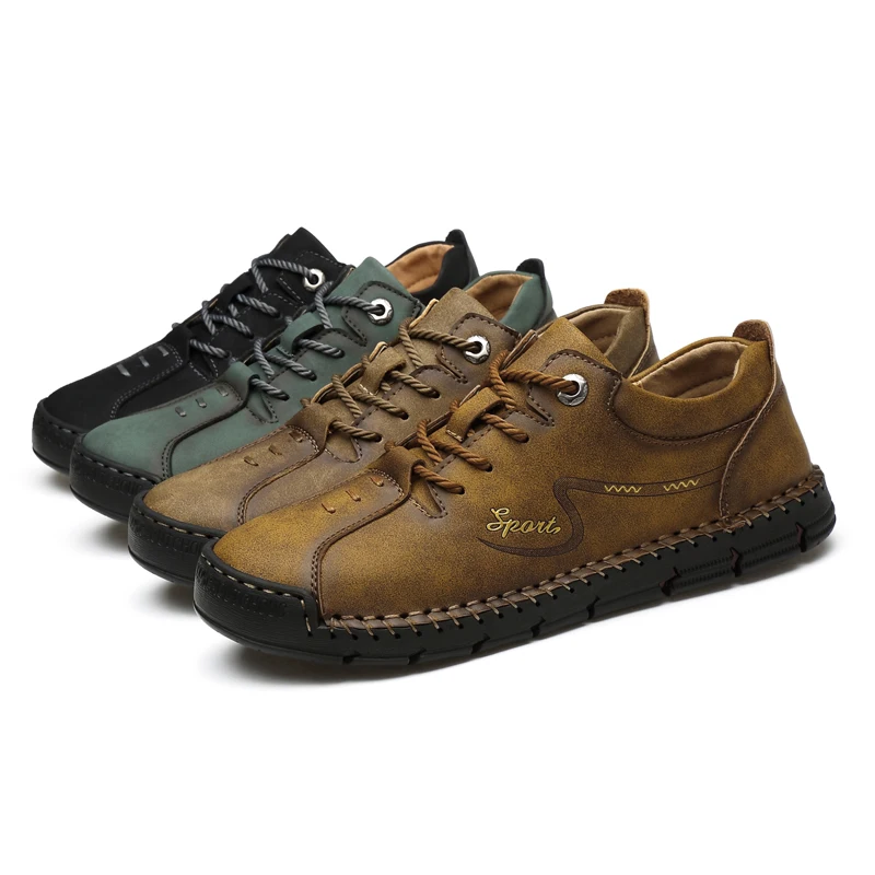 

2020 style fashion men's shoes casual leather flats sneakers male lace up shoe man driving platform shoes for men big size 38-48