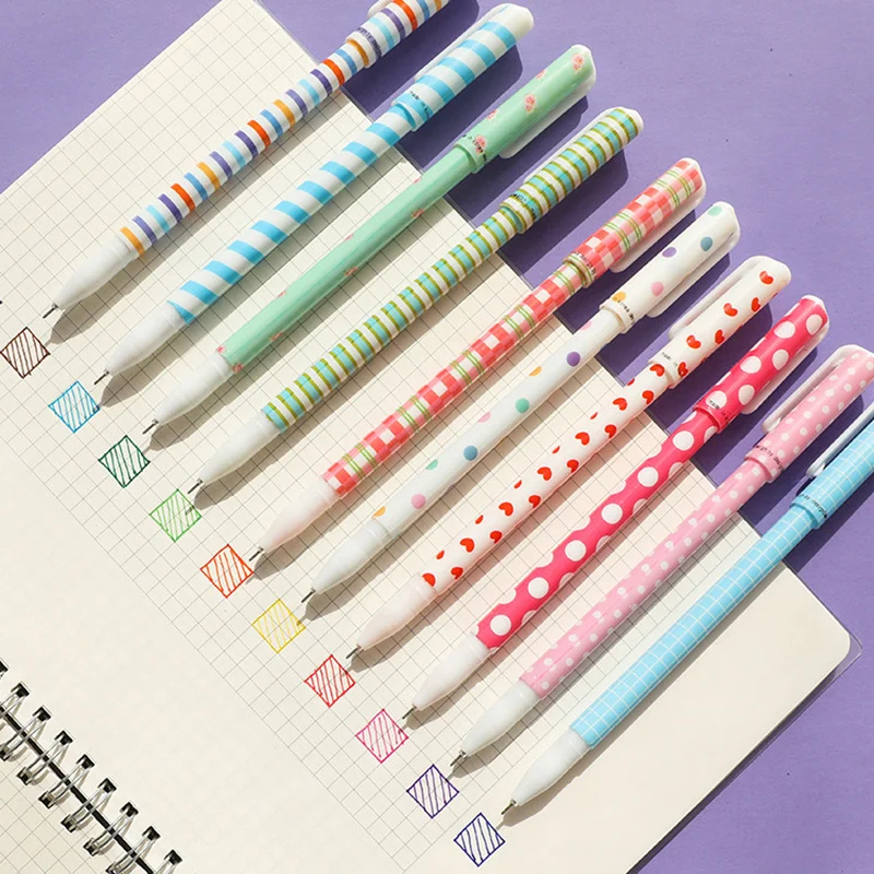 

Colourful 0.5mm Rollerball Gel Pens Fine Point Cute Cartoon 10PCS Gel Pen Set Students Stationery Supply US