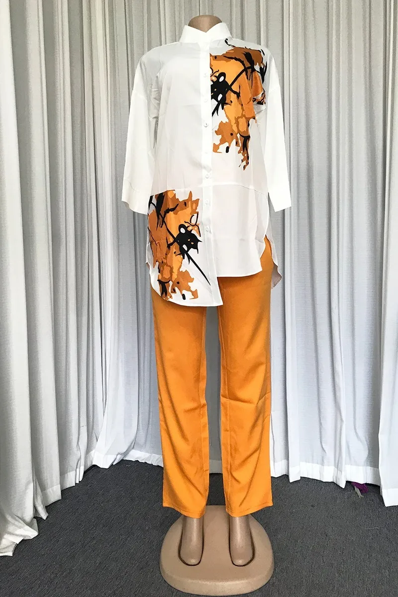 Лето 2020 модные африканские женские комплекты из двух предметов топ и брюки