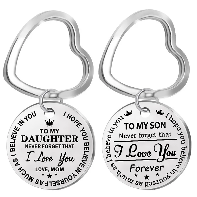 Выгравированный на мой сын брелок для дочери вдохновляющее сердце из