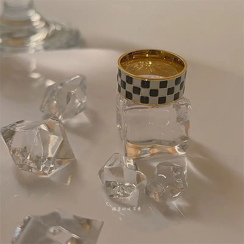 

2021 Korea Fashion Ins Metal Plaid Acrylic Rings For Women Y2k Engagement Wedding Party Jewelry Gift