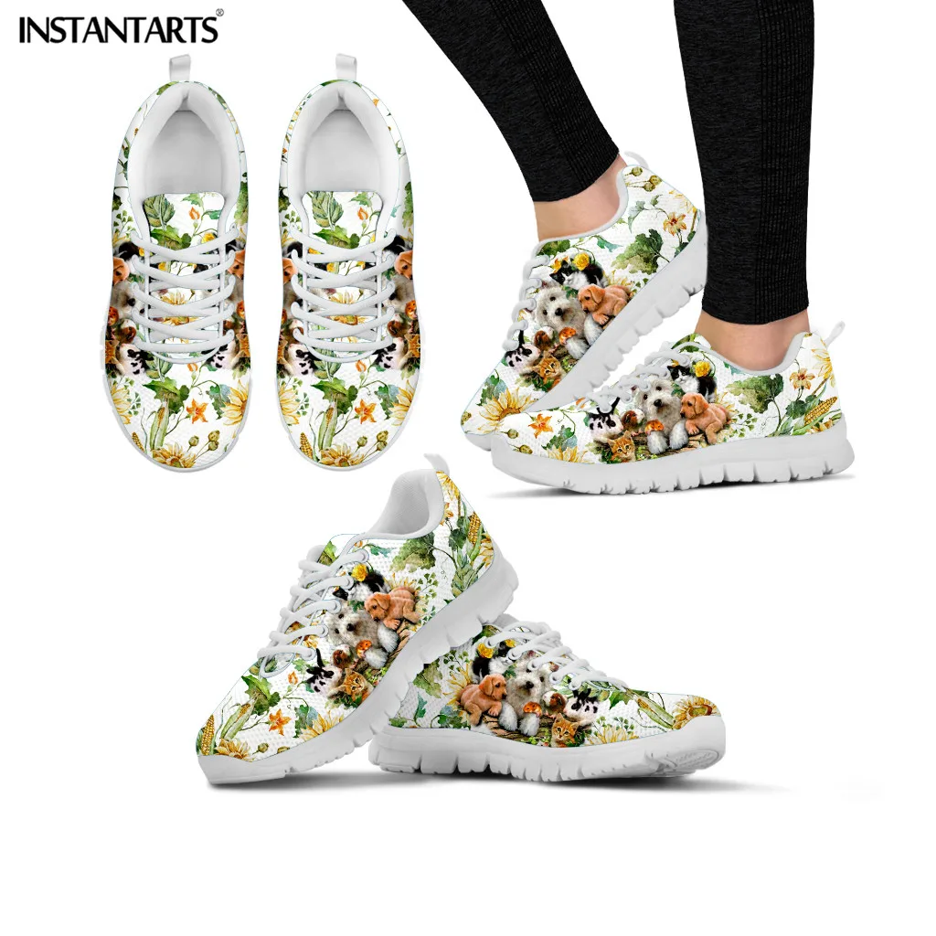 INSTANTARTS прекрасный с цветочным принтом на плоской подошве смешно подсолнечника