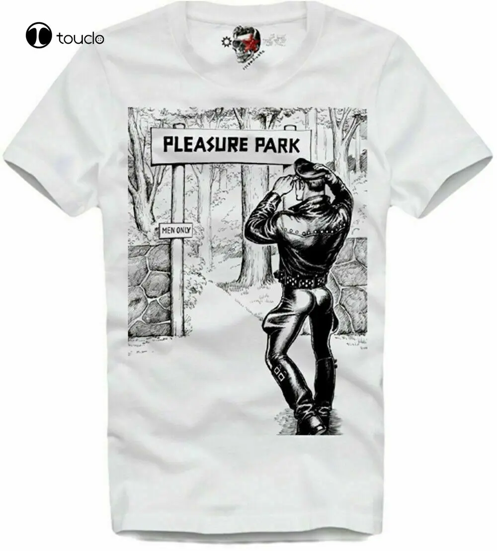 

Футболка «Парк отдыха» для геев, плиссированные кожаные брюки, Мужская футболка-бойфренд, модная забавная футболка на заказ для подростков,...