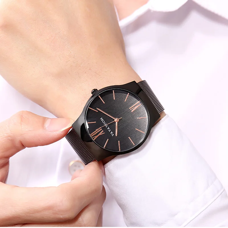 Часы наручные мужские деловые роскошные брендовые водонепроницаемые золотистые