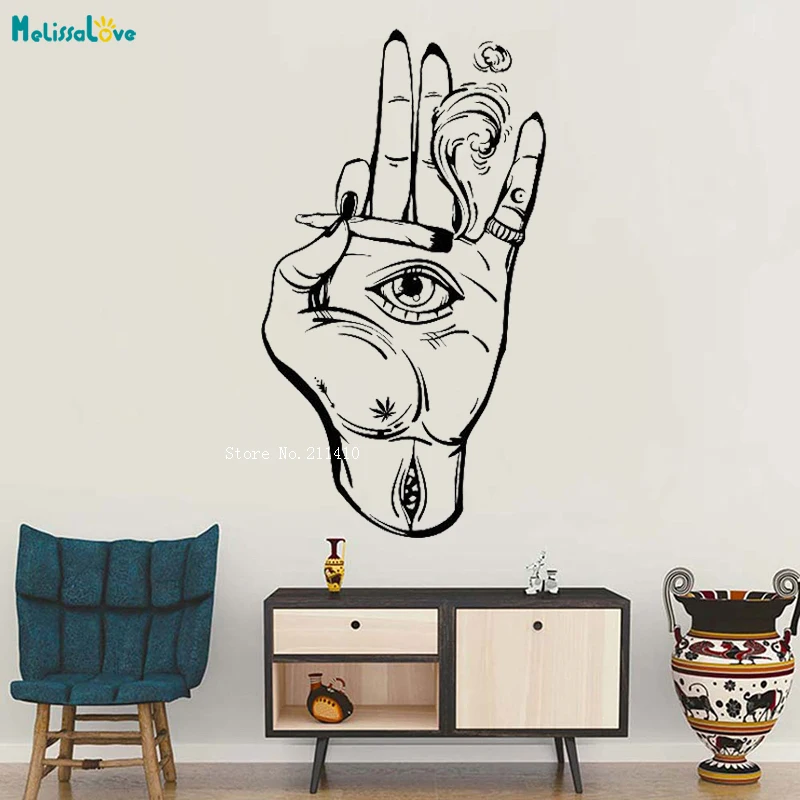Ручной глаз конопляные виниловые настенные наклейки хиппи домашний