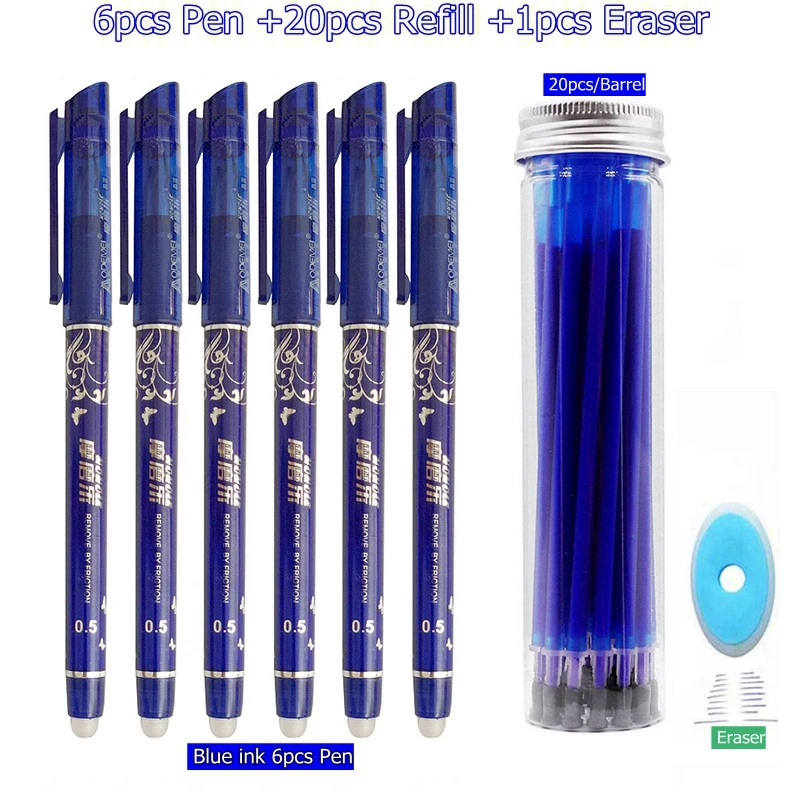 E-27pc-Set-Blue ink 27 шт./компл. со стирающимися чернилами гелевая ручка синие чернила 0,5 мм моющиеся ручка милые ручки пополнения стержни для школы ручка пишущие инструменты симпатичные канцелярские принадлежности - Цвет: E-27pc-Set-Blue ink