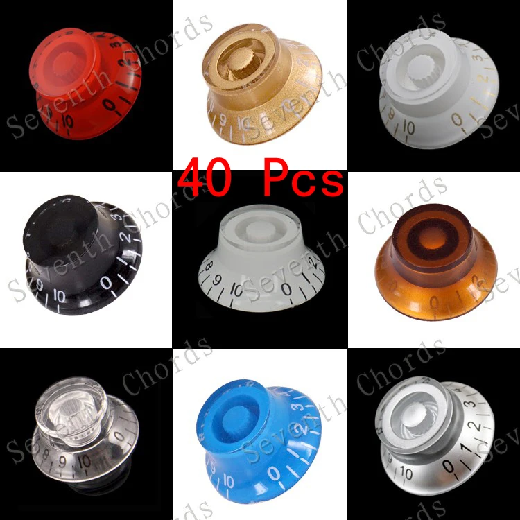 

40 Pcs Acrylic LP Electric Guitar Volume Tone Speed Control Knobs Turn Buttons - Flying Saucer Style Multicolor Choose