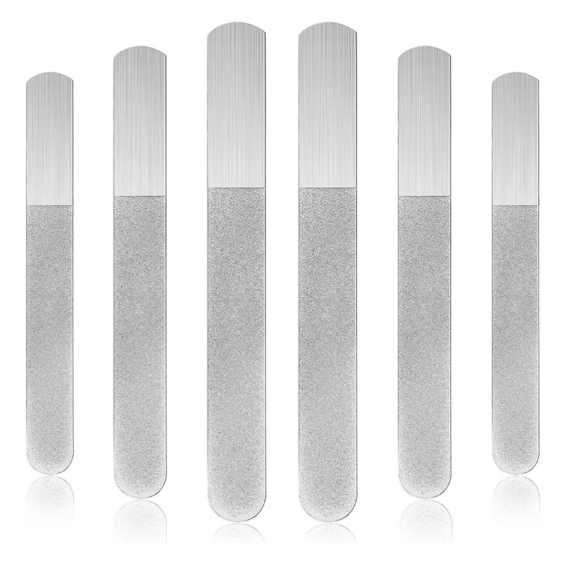 

6 Pieces Stainless Steel Nail File Double-Sided Diamond Nail File Metal Nail File Manicure File for Family and Travel