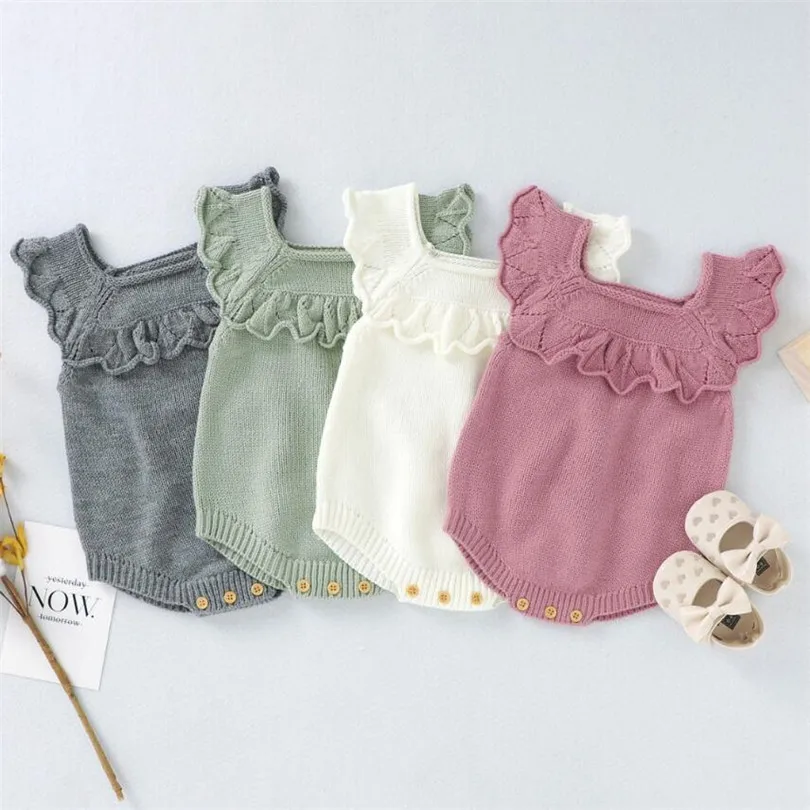 Вязаная одежда для малышей Осенний комбинезон новорожденных Комбинезон с