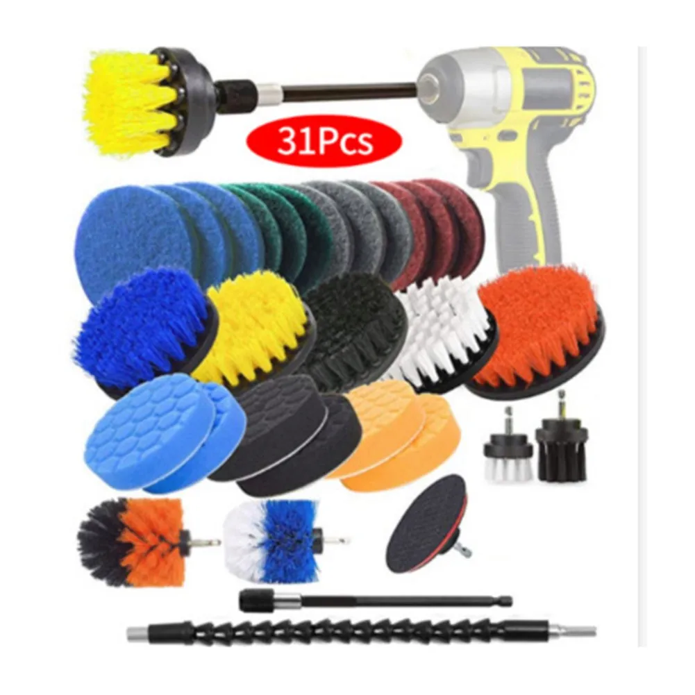 

31x Drill Brush Set Power Scrubber Brush Car Cleaning Kit Extender Cleaning Tool 2/3.5/4 //5 Inch Diameter Brush Sticky Plate