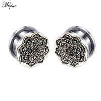 miqiao 2pcs popular new stainless steel bronze flower ears 5mm 16mm exquisite piercing jewelry