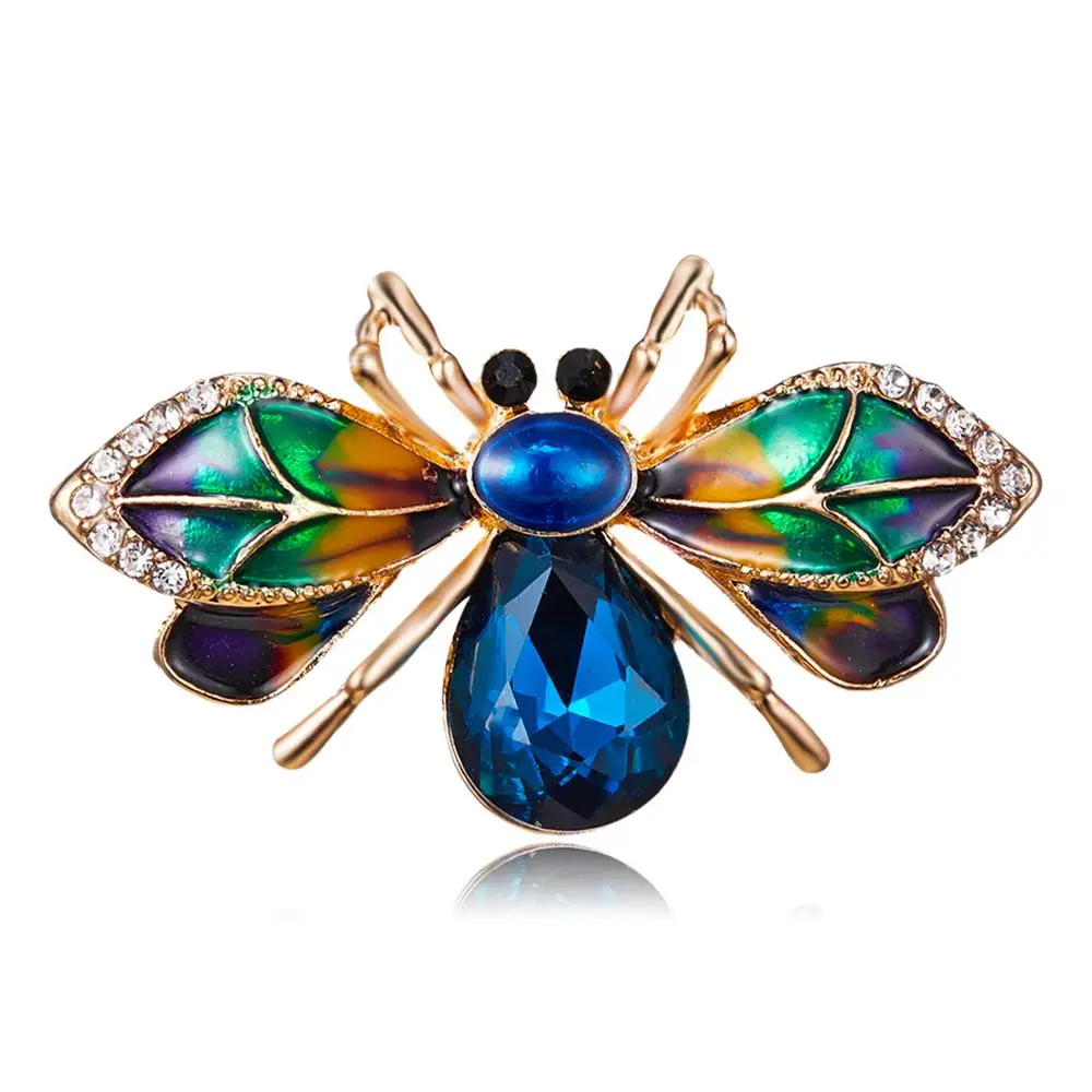 RINHOO Броши с птицами подарок большой кристалл жук эмалированная брошь на булавке