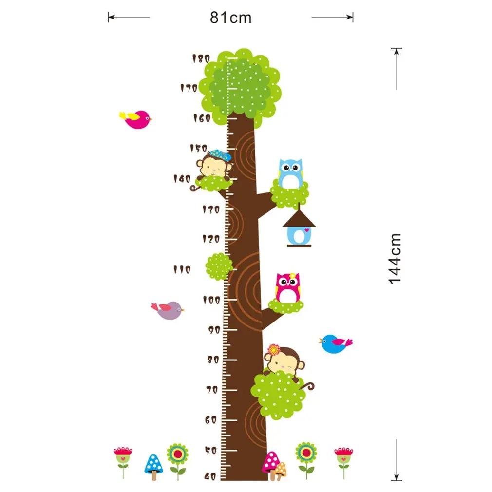 

OCDAY Cartoon Owl Monkey Children Room Trees Height Measure Stickers For Kids Height Chart Ruler Decals Nursery Decoration Hot