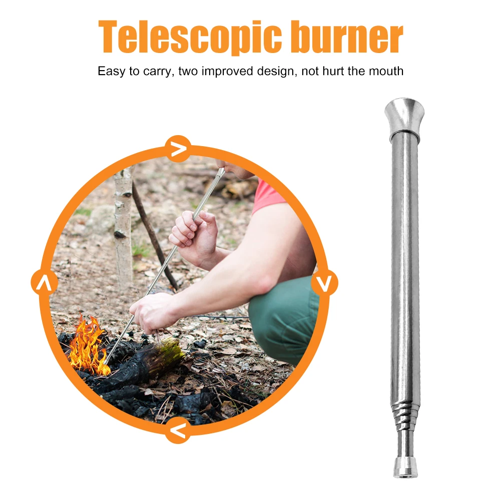 

Stainless Steel Blow Fire Tube Outdoor Cooking Blow Fire Tube Portable Camping Fire Pipe Survival Telescopic Tools