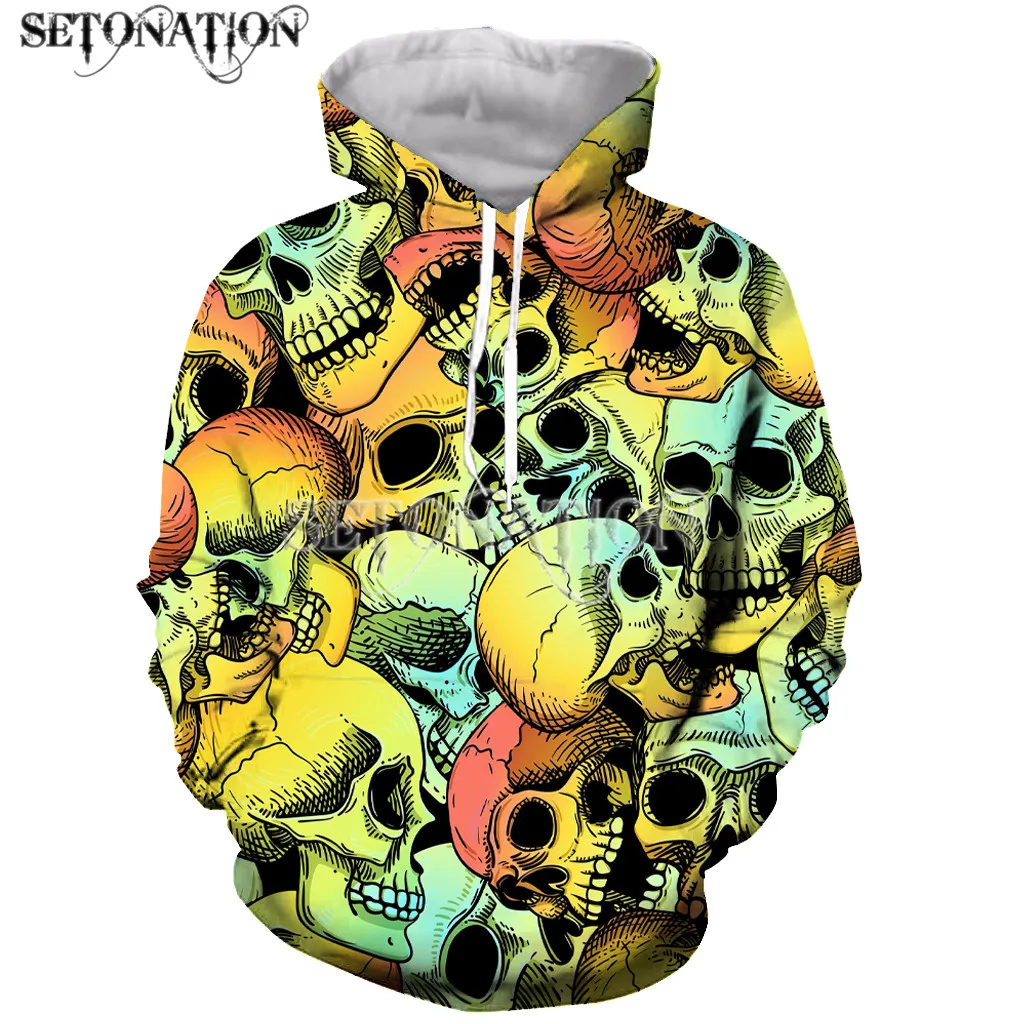 Забавный Новый Модный Топ Grim death smoking skull с длинным рукавом и 3D принтом на
