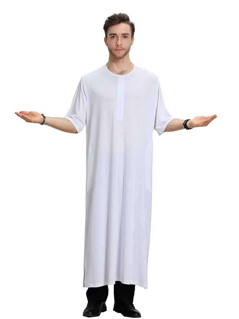 Muslim Jubba Thobe Islamic Abaya Jilbab Moslem Robe Loose Men's Clothing Suit Shirt Pants Style Middle East Kaftan Dubai Arab