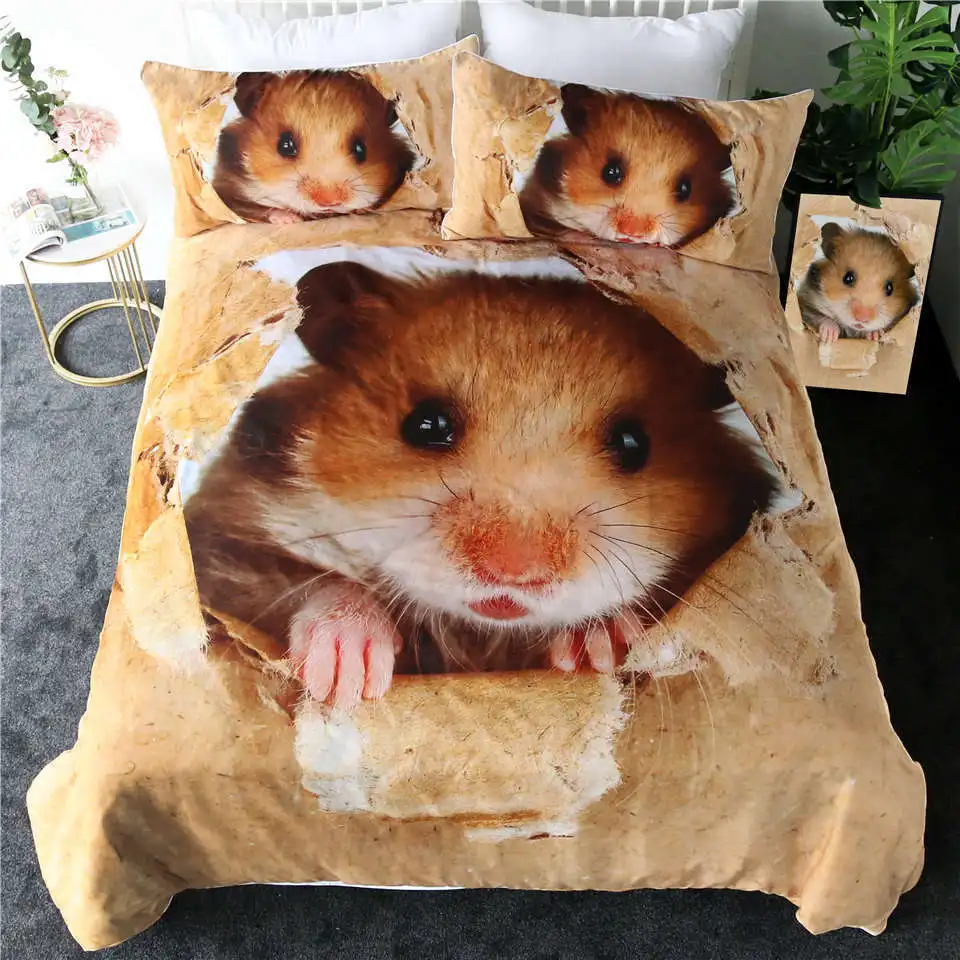 Постельные принадлежности Outlet хомяк постельное белье Papery пододеяльник с рисунком 3D Яркий коричневый мышь милые дети домашний текстиль 3 шт