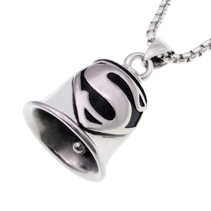 

New Trends Personality Letter S Pattern Bell Pendant Men's Punk Rock Motorcycle Jewelry