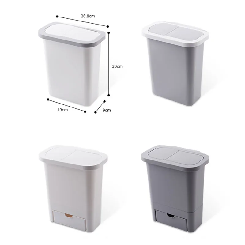 

Cabinet Mounted Trash Can Wall-mounted Kitchen Garbage Bin Dustbin with Lid E7