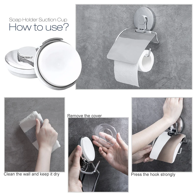 Рулонный держатель для туалетной бумаги Tai с крышкой на присоске без сверления