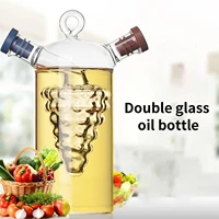creative anti leak oil pot glass condiment bottle cruet bottles double pourer spout stoppers for cooking sealed sauce vinegar