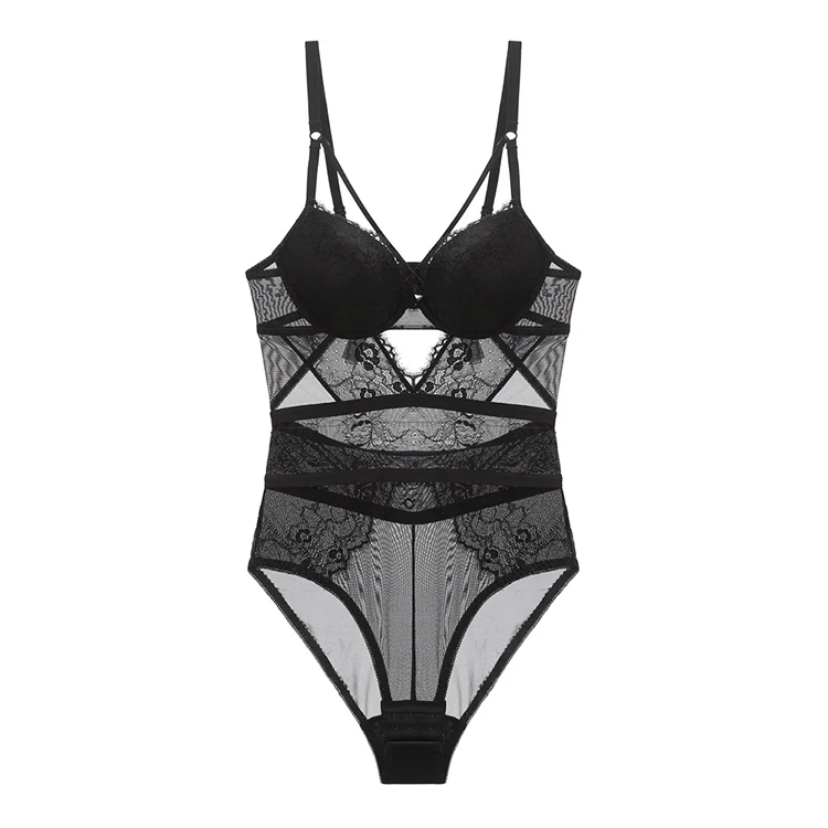 Hollow out push up pure color women sexy underwear Euramerican young ladies lingerie Beauty back pack cross female sleepwear