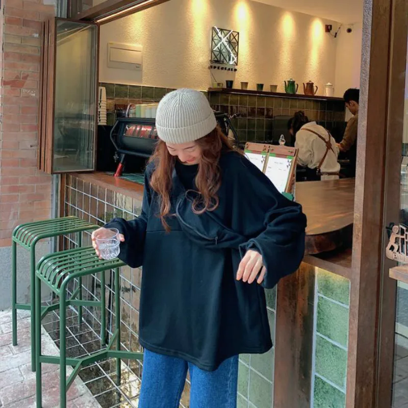 

Hoodies Women 2020 New Korean Style Kawaii Ulzzang Harajuku Soft Loose Big Size Studen Thin Solid Womens Sweatshirts Chic Casual