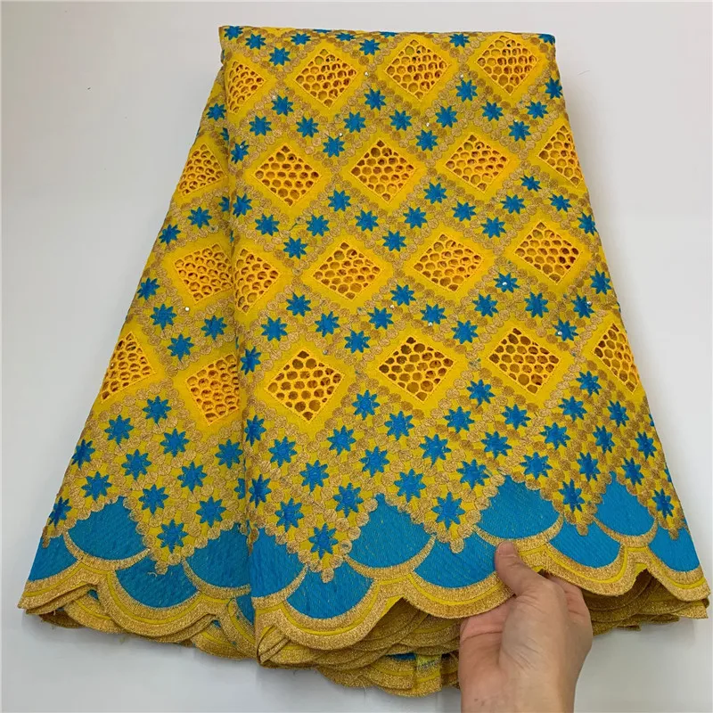 

5 Y Swiss lace fabric 2020 heavy beaded embroidery African lace fabrics 100% cotton fabric Swiss voile lace in Switzerland 7L112