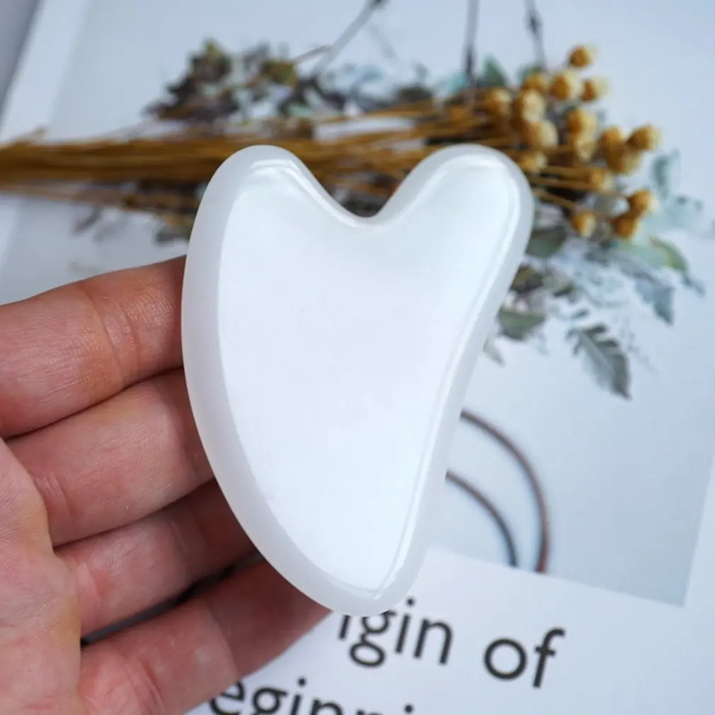 

2pcs Resin Heart-shaped Massage Scraping Board Natural Rose Quartz Stone Face Neck Body Massager Massage Board