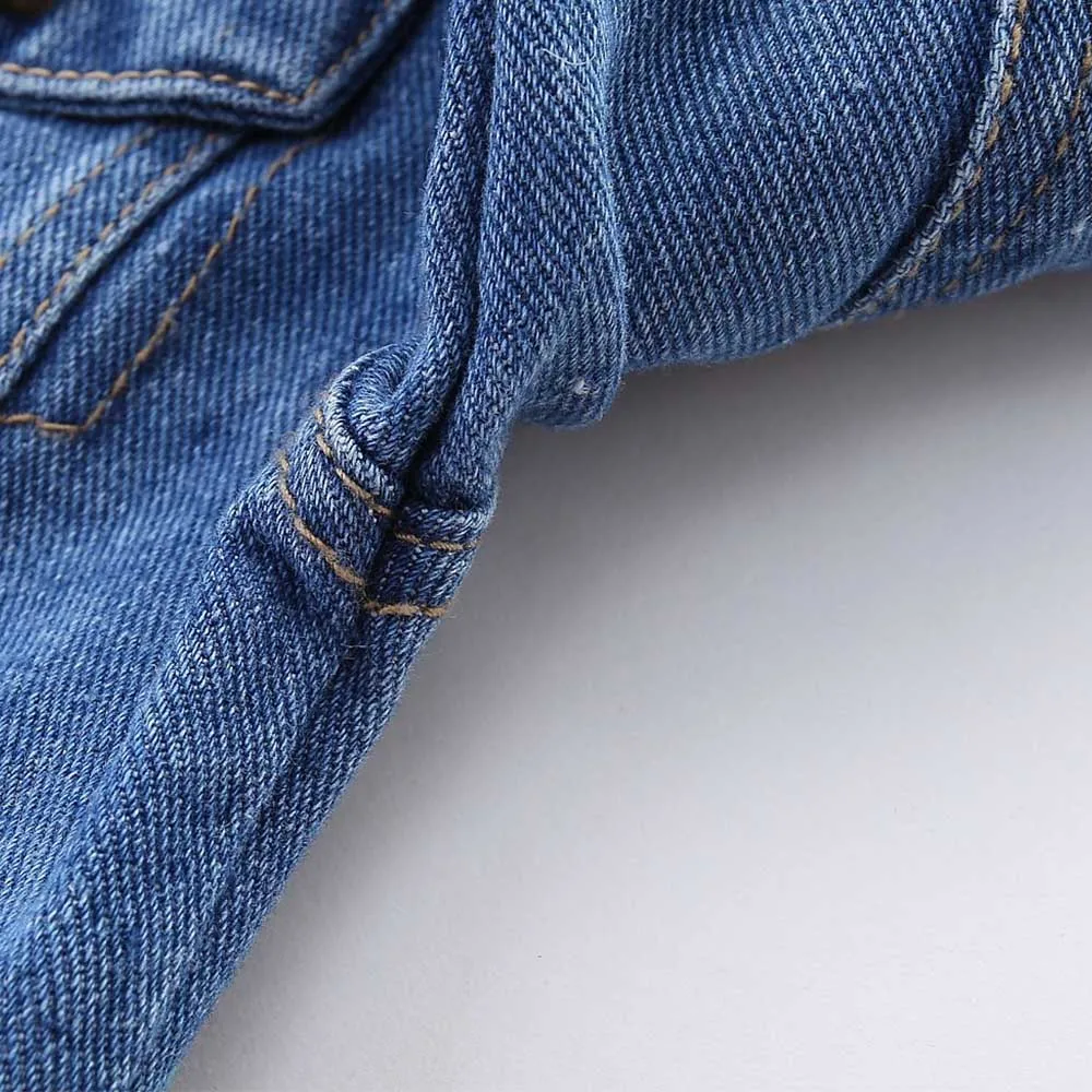 

Mudkingdom Little Girls Denim Outerwear Cartoon Flowers Embroidery Turn-down Collar Spring Fall Jackets Girls Clothes