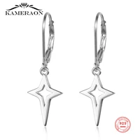 real 100 925 sterling silver star hollow simple earrings for women exquisite fashion temperament ear jewelry gift