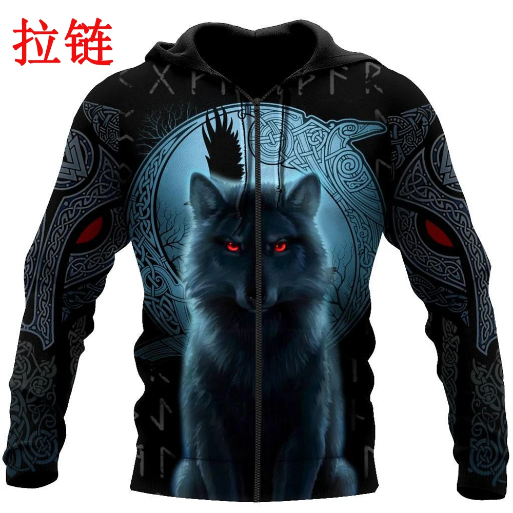Роскошная Толстовка Fenrir с 3D рисунком волка и Ворон унисекс свитшот уличная