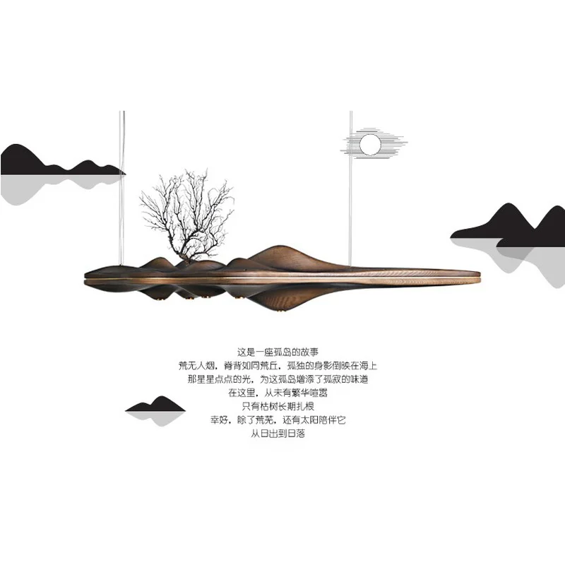 

Wood Pendant Light Chinese Japanese Nordic Creative Retro Branch Lamp for Dining Study Kitchen Island wooden like lamp