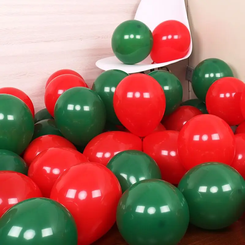 

30 шт. 10-дюймовая шпилька для воздушных шаров из латекса красного и зеленого цвета Рождественские Свадебные шарики на день рождения воздушны...