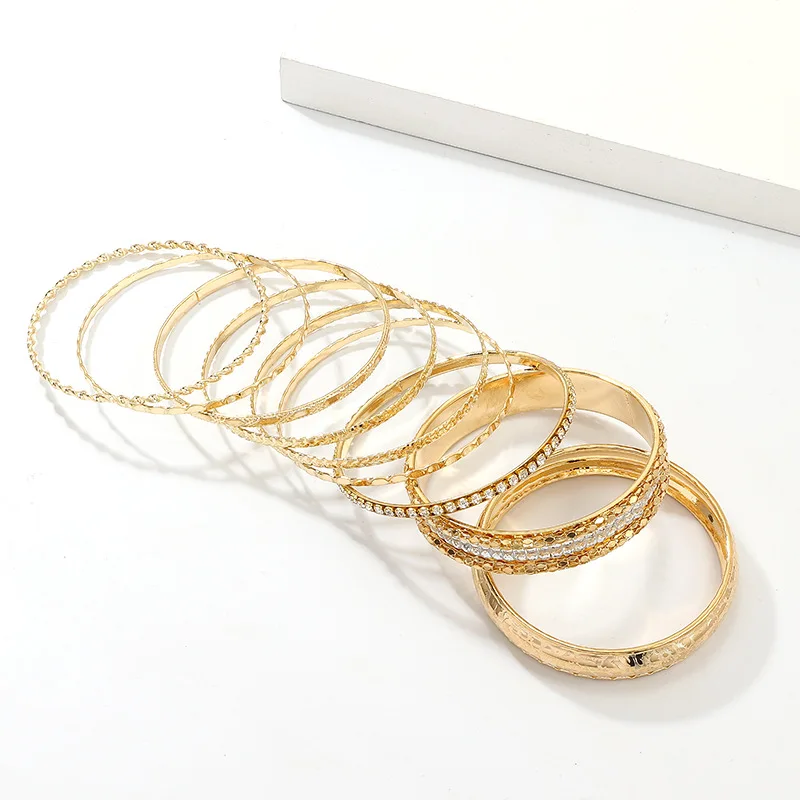 

European and American popular ladies bracelet fashion personality multi-layer alloy bracelet 9 pieces