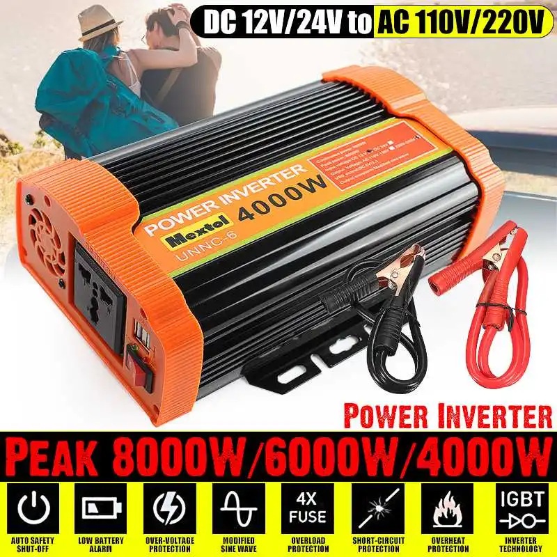 

8000W Peaks Solar Power Inverter 12V 220V Auto Modified Sine Wave Voltage Transformer Inverter Car Charger Converter