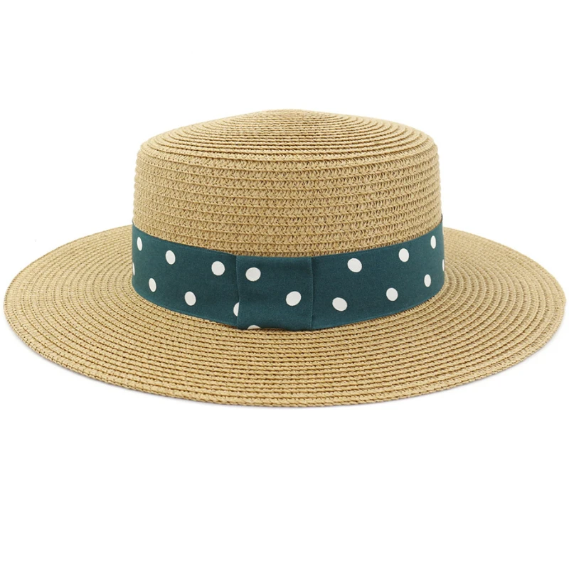 

HT3643 New Summer Women's Boater Beach Hat Wide Brim Female Casual Panama Hat Lady Classic Flat Straw Sun Hat Women Fedoras