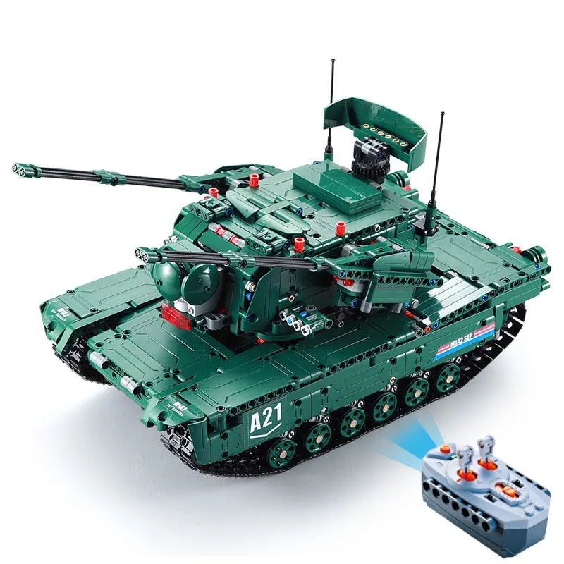 

New 1498CPS Military M1A2 Tank Model Building Blocks Bricks Remote Control Car Technic Toys for Kids building blocks military