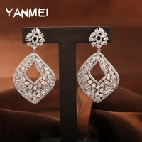 geometric distortion special earrings advanced design symmetrical noble jewelry fashionable cubic zirconia shiny black earrings
