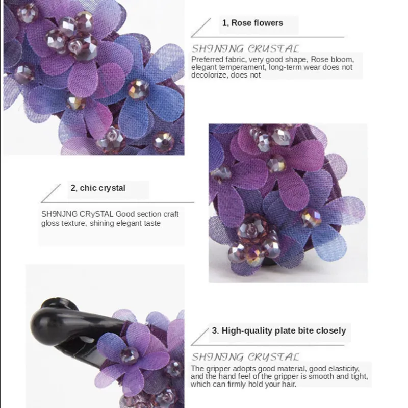 

Fashion Rose Flower Hairpin Women Elegant Hair Clip Korean Non-slip Big Twist Barrettes Female Cute Tiara Make-Up for Girl