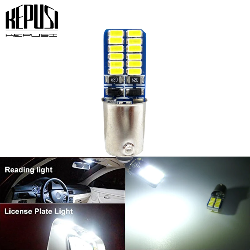 Canbus BA9S T4W 233 363 T11 24 SMD 3014 LED Car Parking Light Interior Reading Lamps Motor Dome Bulbs White Error Free