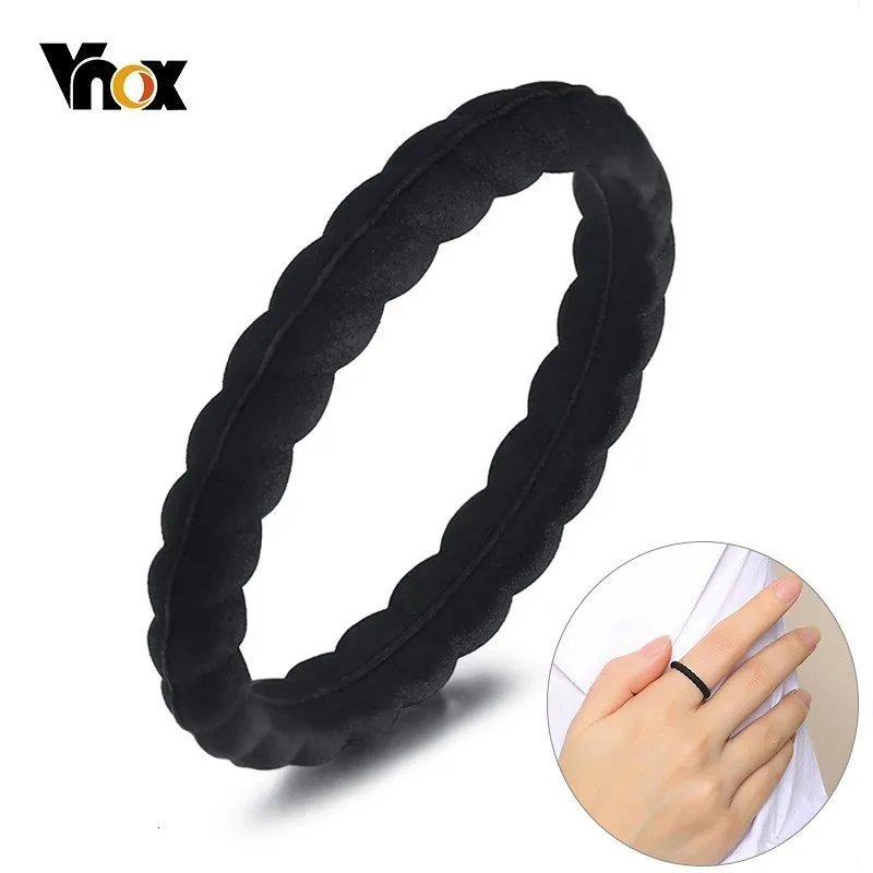 Vnox никогда не выцветает моющиеся кольца для женщин Силиконовые обручальные