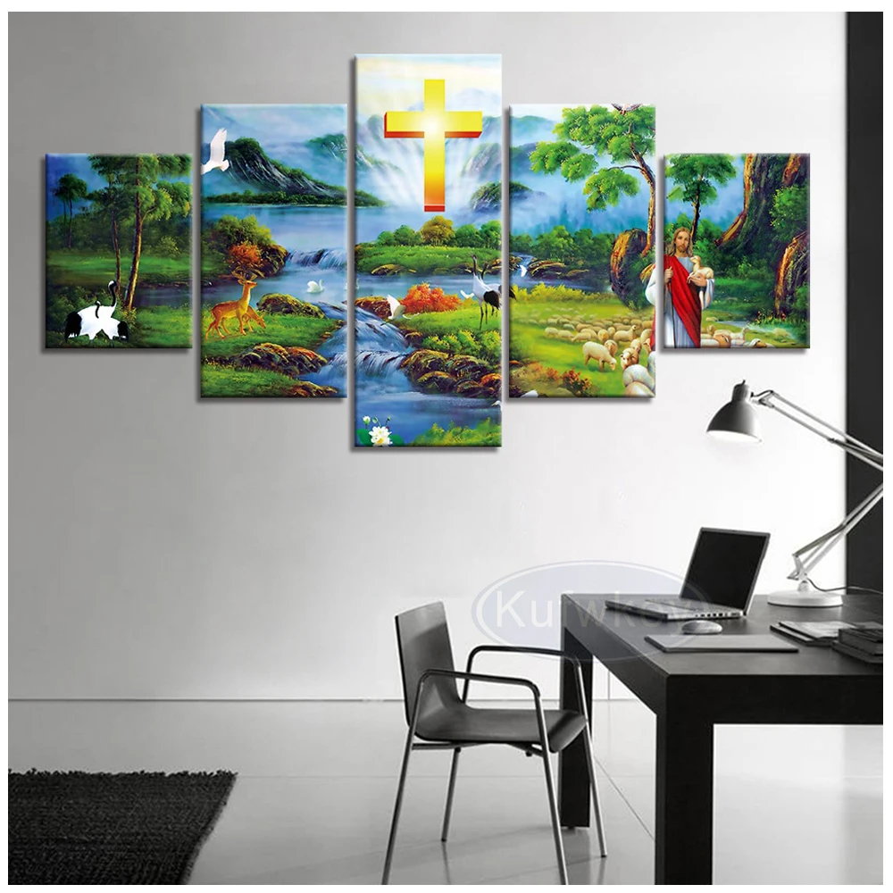 Набор для алмазной вышивки Пейзаж Иисуса Христа мозаика из кристаллов 5 шт. | Дом и