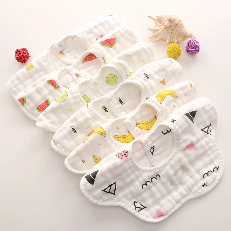 

Children Petals Bibs Rotating Eight-Layer Muslin Cotton Infant Saliva Bibs Feeding Care Rice Pocket Cute Baby Bibs Towels
