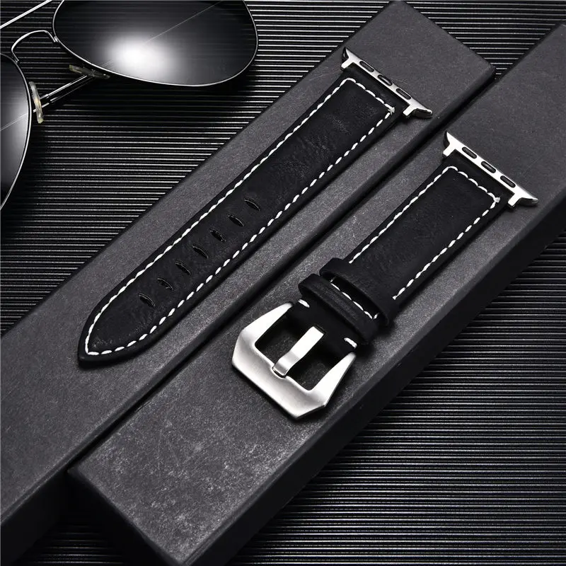 

Handmade Retro Leather Watch Straps for Apple Series 6 SE 5 4 3 Casual Watchband 44mm 40mm 42mm 38mm Men Bracelet for iwatch
