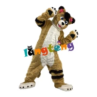 1077 long fur furry brown fox wolf husky dog mascot costume fursuit adult cartoon performn acting tourist attractions