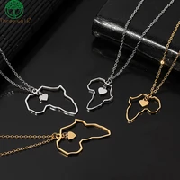 gold color africa map pendant necklaces women girls heart african of maps jewelry charms gifts