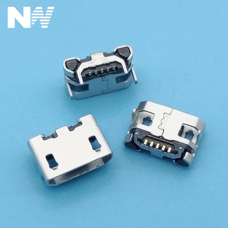 100 шт. микро Usb 5Pin Ox рожок гнездо плоский рот четыре с контактными ножками мини