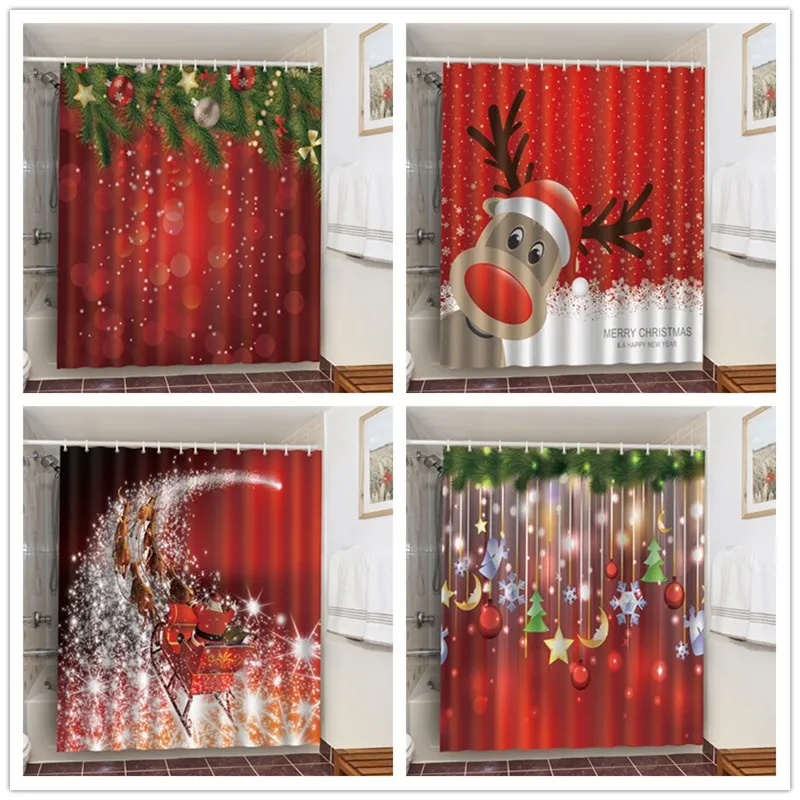 Новогодние занавески для ванной комнаты и душа декоративная подвеска в виде