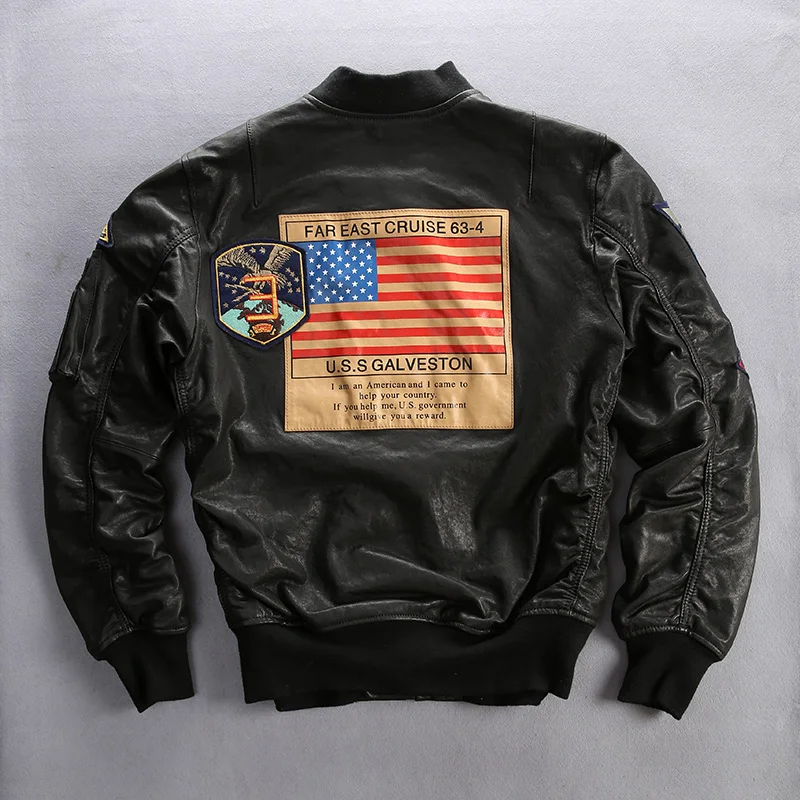 

New Men AVIREXFLY f3 Flight Casual Air Force Goatskin Jackets Asian Size Genuine Leather Jacket Coats